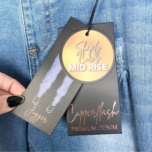 COPPERFLASH | NEW Pull-On Jogger Style Distressed Denim Jeans Women’s Size 14 - Picture 6 of 10